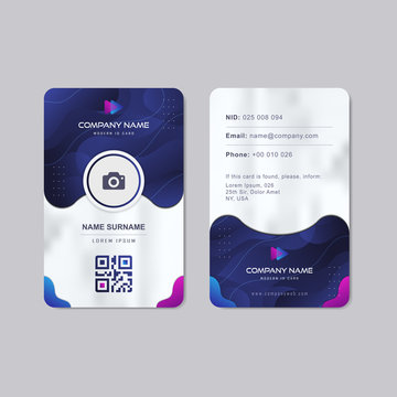 Modern Identity Card With Gradient Blue Navy Abstract Liquid