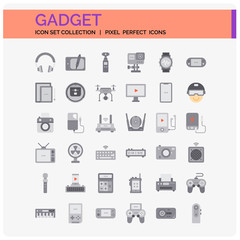 Gadget Icons Set. UI Pixel Perfect Well-crafted Vector Thin Line Icons. The illustrations are a vector.