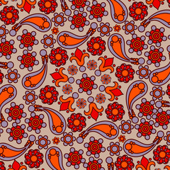 Paisley pattern.Texture. Color image of a paisley pattern with repeating simple elements. Vector illustration.