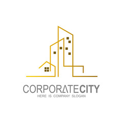 Outline logo real estate design, Real estate building logo - modern and simple design
