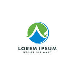 Letter A with leaf logo design vector illustration