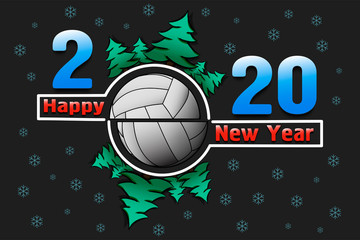 Happy new year 2020 and volleyball ball