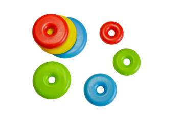 Rings from a plastic pyramid for children - a toy in different positions