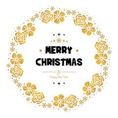 Pattern of leaf wreath frame, for celebration card merry christmas and happy new year. Vector