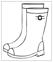 Vector silhouette rubber boots on white background.
