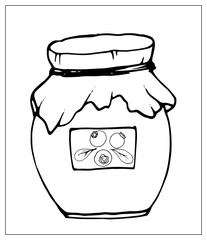 Vector illustration with jar of jam on a white background.