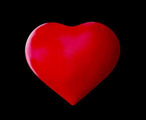 red heart-shaped isolated on black background with clipping path