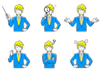 茶髪の若いビジネスマンの上半身6点セット2