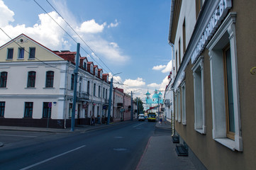 City street with another and building facades