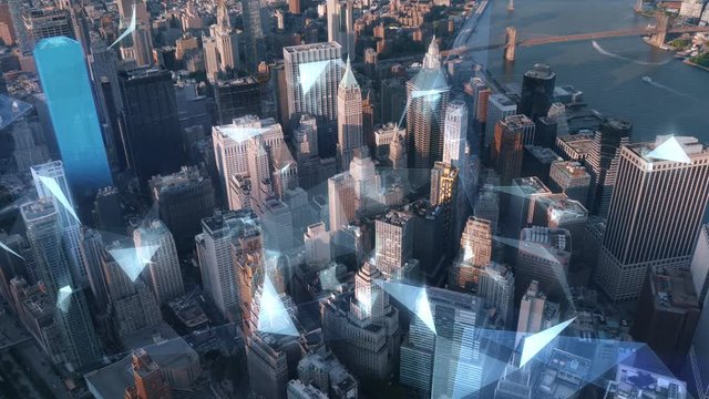 New York Aerial With Infographic Data