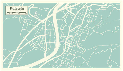 Kufstein Austria City Map in Retro Style. Outline Map.