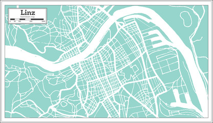 Linz Austria City Map in Retro Style. Outline Map.