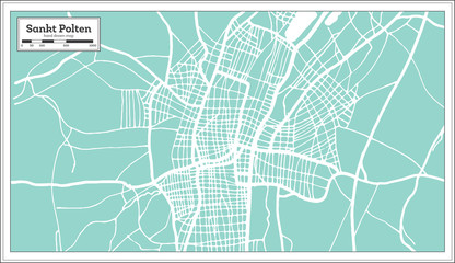 Sankt Polten Austria City Map in Retro Style. Outline Map.