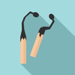 Burned wood matches icon. Flat illustration of burned wood matches vector icon for web design