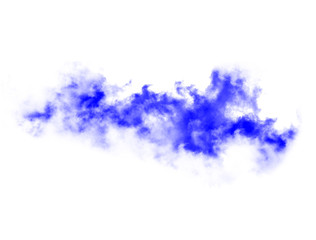 Blue smoke isolated on white. Beautiful blue smoke splash texture