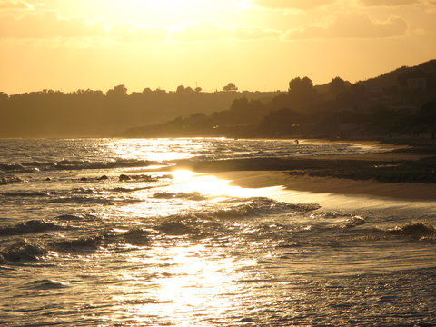 Menfi Beachat Sunset , Agrigento Province in Sicily 