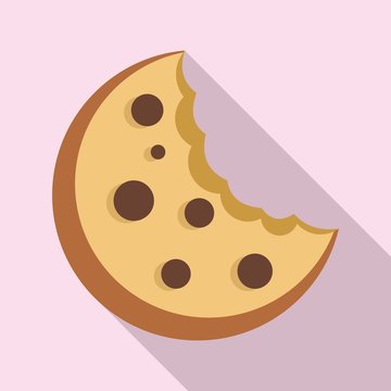 Bitten cookie icon. Flat illustration of bitten cookie vector icon for web design