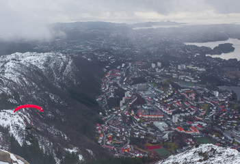 Guys making paraglading in Bergen Norway