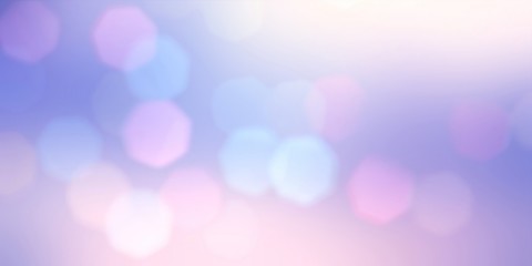 Wonderful holiday banner decor. Lilac pink blue ombre. Lens flare. Bokeh pattern.