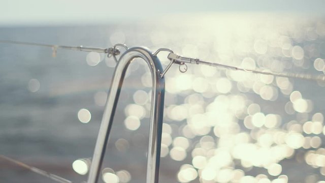 Incredibly beautiful view from luxury sail yacht. Yacht in Mediterranean Sea