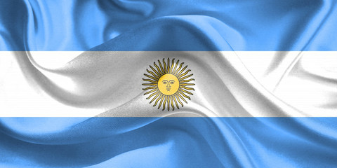 Argentina Flag. Flag of Argentina. Waving Argentina Flags. 3D Realistic Background Illustration in Silk Fabric Texture