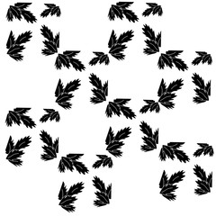 set of leaves black on white background 