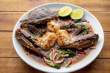 Yum,Blue Crab Salad,Spicy horse crab,Thai food, Yum Pu Dong,Spicy Pu Dong(Crab pickle) thaifood,Thai food, spicy seafood crab salad 