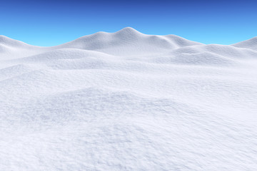 Fototapeta na wymiar Snow hills under blue sky