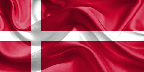 Denmark Flag. Flag of Denmark. Waving Denmark Flags. 3D Realistic Background Illustration in Silk Fabric Texture
