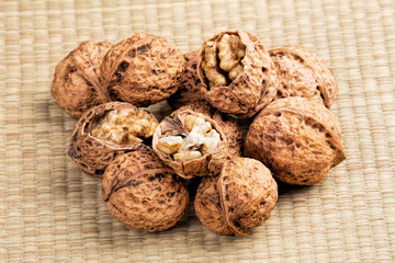 A background of delicious walnuts