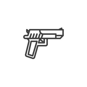 recommend clip art: Handgun pistol line icon. linear style sign for mobile concept and web design. Pistol gun outline vector icon. Symbol, logo illustration. Vector graphics