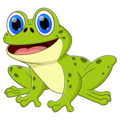 A frog animal cartoon sitting and smiling