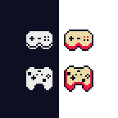 Gamepad icon. Retro 80s pixel art. Flat style. Old school computer graphic design. 8-bit sprite. Game assets. Isolated vector illustration.