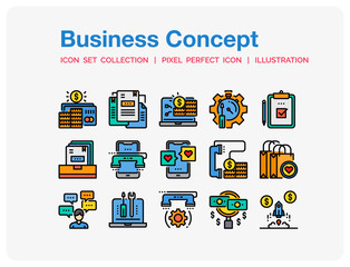 Business  Icons Set. UI Pixel Perfect Well-crafted Vector Thin Line Icons. The illustrations are a vector.