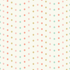 Sweet spotted seamless repeat pattern in pastel colours. Vector design of dots in wavy lines ideal for children and babies.