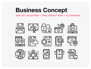 Business  Icons Set. UI Pixel Perfect Well-crafted Vector Thin Line Icons. The illustrations are a vector.