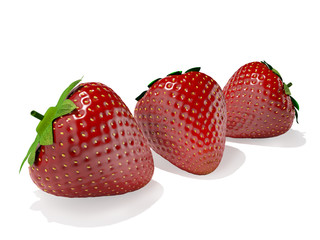 3d render of a strawberries isolated on white background