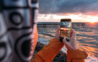 Smartphone at sunset