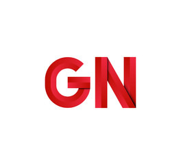 Initial two letter red 3D logo vector GN