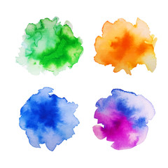 Bright colorful watercolor splashes set. Vector traced illustration
