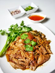 Stewed leg pork with sweet gravy sauce style chinese food.