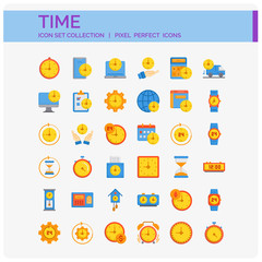 Time Icons Set. UI Pixel Perfect Well-crafted Vector Thin Line Icons. The illustrations are a vector.