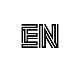 Initial two letter black line shape logo vector EN