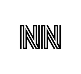 Initial two letter black line shape logo vector NN