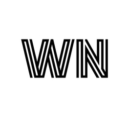 Initial two letter black line shape logo vector WN