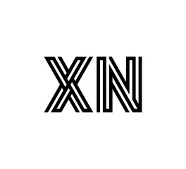 Initial two letter black line shape logo vector XN
