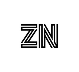Initial two letter black line shape logo vector ZN