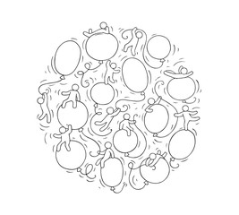 Cartoon circle illustration with baloons.