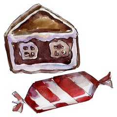 Christmas winter holiday symbol isolated. Watercolor background set. Isolated christmas illustration element.