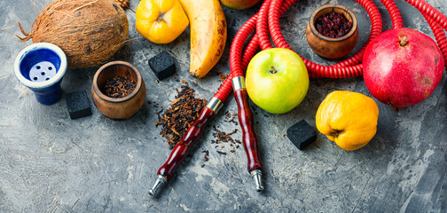 Tobacco shisha on fruit
